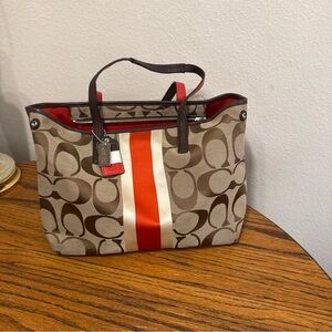Y2K 2000s era coach Signature Stripe Tote Bag Daytrip